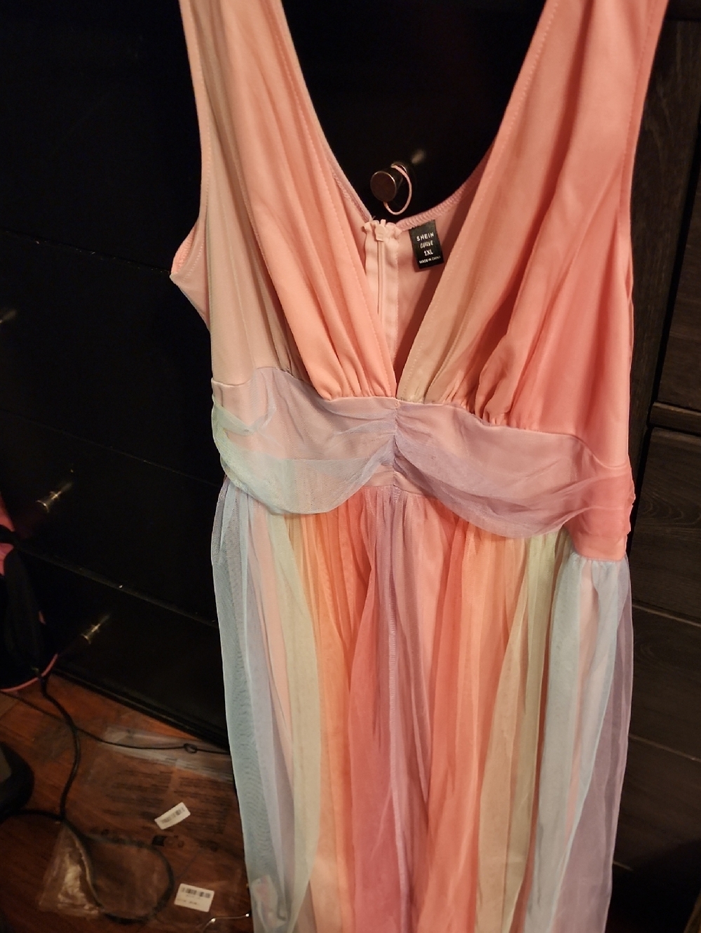 SHEIN Pastel Rainbow Maxi Dress - Peach & Lavender